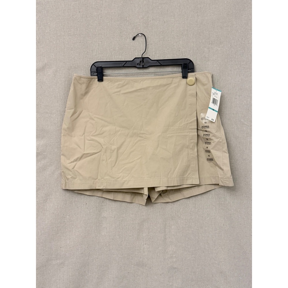 Jones New York Sport Khaki Wrap Skort Womens 16 Tan Side Zip Casual Skirt Shorts